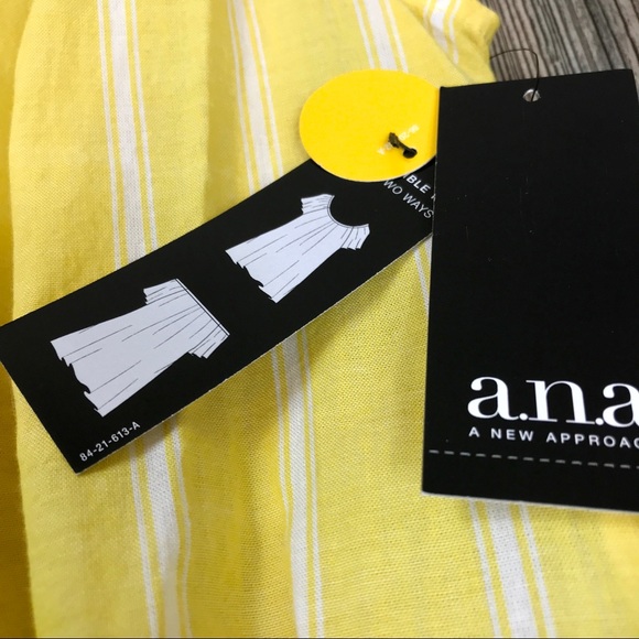 NWT A.n.a. Ruffled yellow striped top. SZ Lg. - Picture 5 of 8